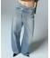 ASYMMETRIC WAIST BARREL LEG DENIM PANTS