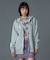 RHINESTONE LOGO AND FACE ZIP UP SWEAT HOODIE