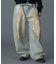 FADED FACE LABEL WIDE BAGGY DENIM PANTS