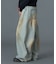 FADED FACE LABEL WIDE BAGGY DENIM PANTS