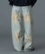 FADED FACE LABEL WIDE BAGGY DENIM PANTS