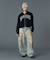 FADED FACE LABEL WIDE BAGGY DENIM PANTS