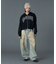 FADED FACE LABEL WIDE BAGGY DENIM PANTS