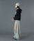FADED FACE LABEL WIDE BAGGY DENIM PANTS