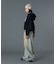 FADED FACE LABEL WIDE BAGGY DENIM PANTS