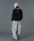 FADED FACE LABEL WIDE BAGGY DENIM PANTS