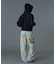 FADED FACE LABEL WIDE BAGGY DENIM PANTS