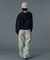 FADED FACE LABEL WIDE BAGGY DENIM PANTS