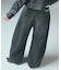 FADED FACE LABEL WIDE BAGGY DENIM PANTS