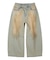 FADED FACE LABEL WIDE BAGGY DENIM PANTS