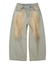 FADED FACE LABEL WIDE BAGGY DENIM PANTS
