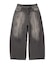 FADED FACE LABEL WIDE BAGGY DENIM PANTS