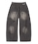 FADED FACE LABEL WIDE BAGGY DENIM PANTS