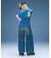 FADED 2WAY WIDE LEG DENIM CARGO PANTS