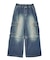 FADED 2WAY WIDE LEG DENIM CARGO PANTS