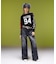 FADED WIDE LEG FLARE DENIM PANTS