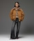 DETACHABLE FAUX FUR COLLAR PATCHED LOGO JACKET