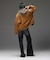 DETACHABLE FAUX FUR COLLAR PATCHED LOGO JACKET