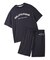 【HOMME】カジュアルレーヨンロゴTシャツ&ハーフパンツセット