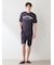 【HOMME】カジュアルレーヨンロゴTシャツ&ハーフパンツセット