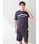 【HOMME】カジュアルレーヨンロゴTシャツ&ハーフパンツセット