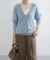 new basic　カシミヤコットンVネックチュニックニット