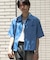 『イージーケア／セットアップ対応／ユニセックス』リネンライクボクシーシャツ(5分袖)