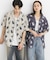 『ユニセックス』ボタニカルオープンカラーショートスリーブシャツ