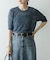 new basic　リネン混ワッシャーハーフスリーブニット