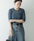 new basic　リネン混ワッシャーハーフスリーブニット