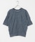 new basic　リネン混ワッシャーハーフスリーブニット