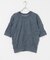 new basic　リネン混ワッシャーハーフスリーブニット