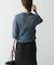 new basic　リネン混ワッシャーシャツカラーニット