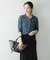new basic　リネン混ワッシャーシャツカラーニット