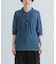 new basic　リネン混ワッシャーシャツカラーニット