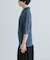 new basic　リネン混ワッシャーシャツカラーニット
