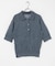 new basic　リネン混ワッシャーシャツカラーニット
