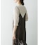 new basic　リネン混ワッシャーシャツカラーニット