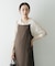 new basic　リネン混ワッシャーシャツカラーニット