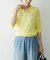 new basic　リネン混ワッシャーシャツカラーニット