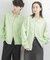 『ユニセックス』『洗濯可』スウェットライクポロカーディガン
