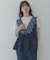 クロス刺繍ペプラムサロペット