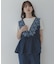 クロス刺繍ペプラムサロペット