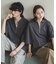 『ユニセックス』ダンボールポンチハーフジップショートスリーブTシャツ