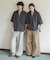 『ユニセックス』ダンボールポンチハーフジップショートスリーブTシャツ