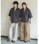 『ユニセックス』ダンボールポンチハーフジップショートスリーブTシャツ