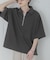 『ユニセックス』ダンボールポンチハーフジップショートスリーブTシャツ