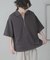 『ユニセックス』ダンボールポンチハーフジップショートスリーブTシャツ