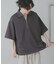 『ユニセックス』ダンボールポンチハーフジップショートスリーブTシャツ