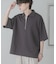 『ユニセックス』ダンボールポンチハーフジップショートスリーブTシャツ